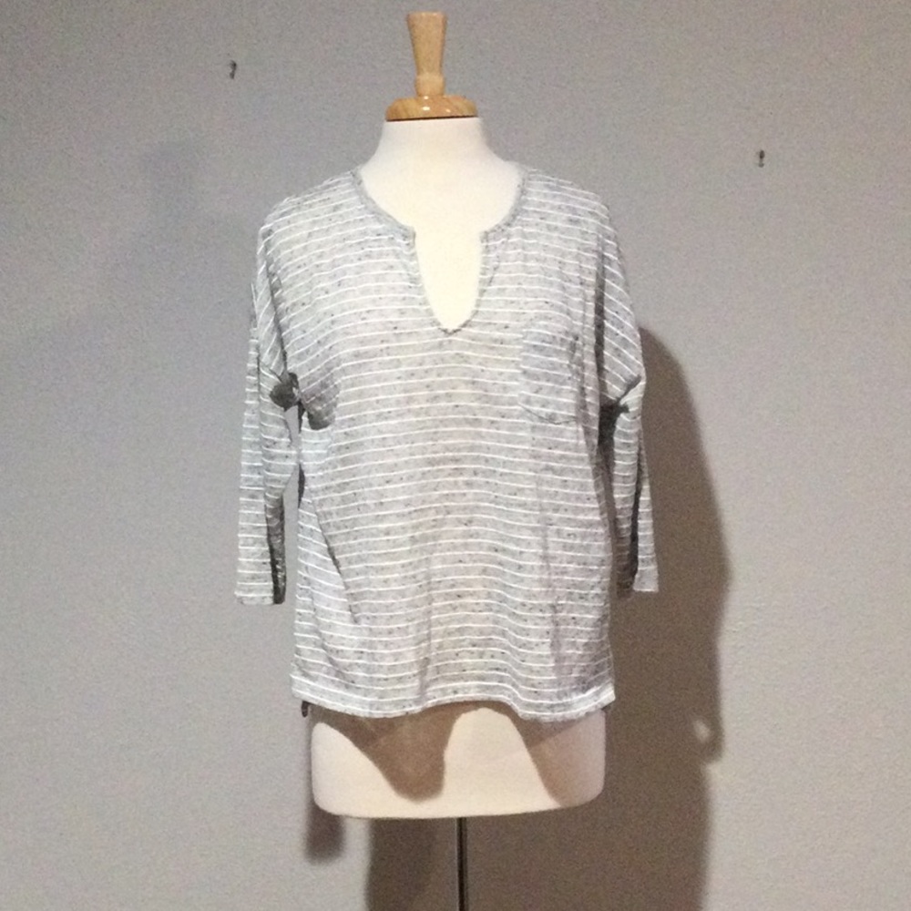 H&M Striped Gray & White Sheer Shirt Size L